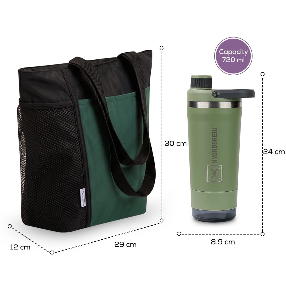 Hydrobrew Sip Core 720ml Stainless Steel Bottle w/ Lunch Bag | Insulated Bottle w/ Storage Container – Urban Stone