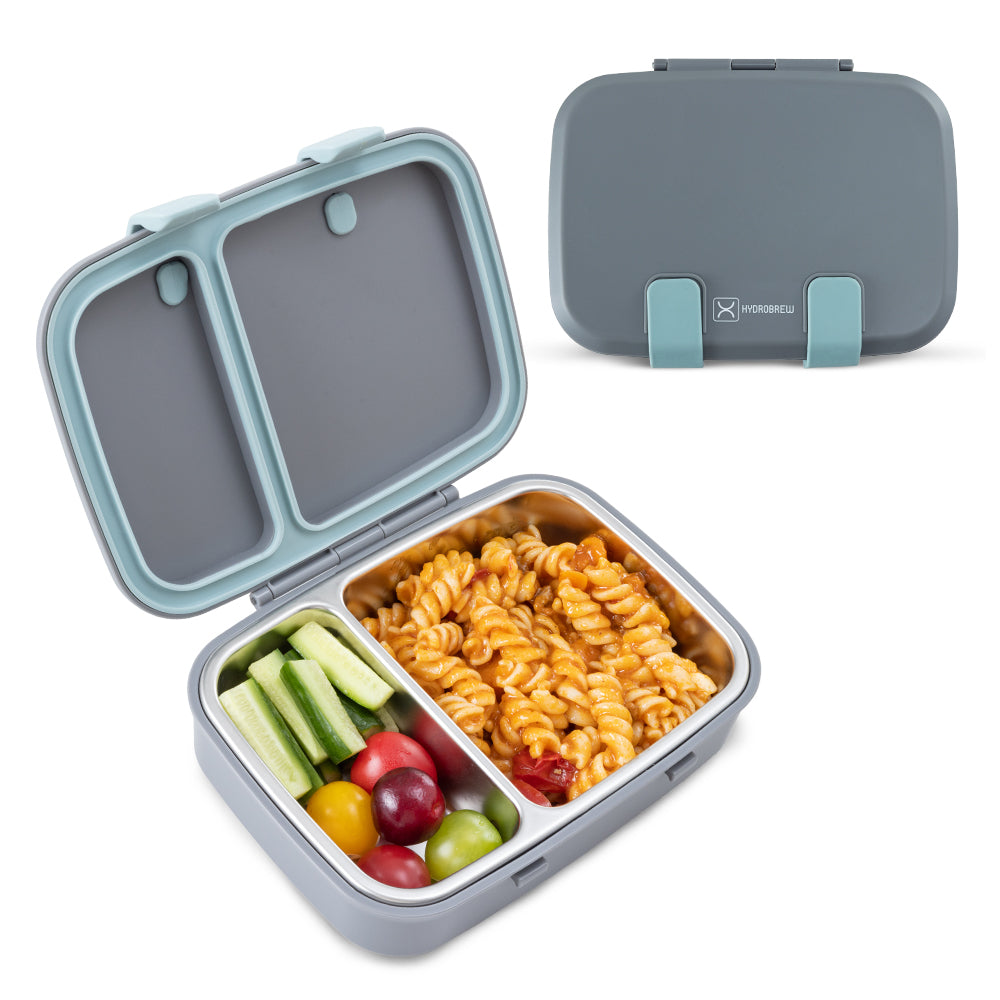 Hydrobrew Steel Core Bento Lunch Box 839ml w/ SipSwitch Insulated Water Bottle 720ml | Stainless Steel Leakproof Meal Box – Graphite