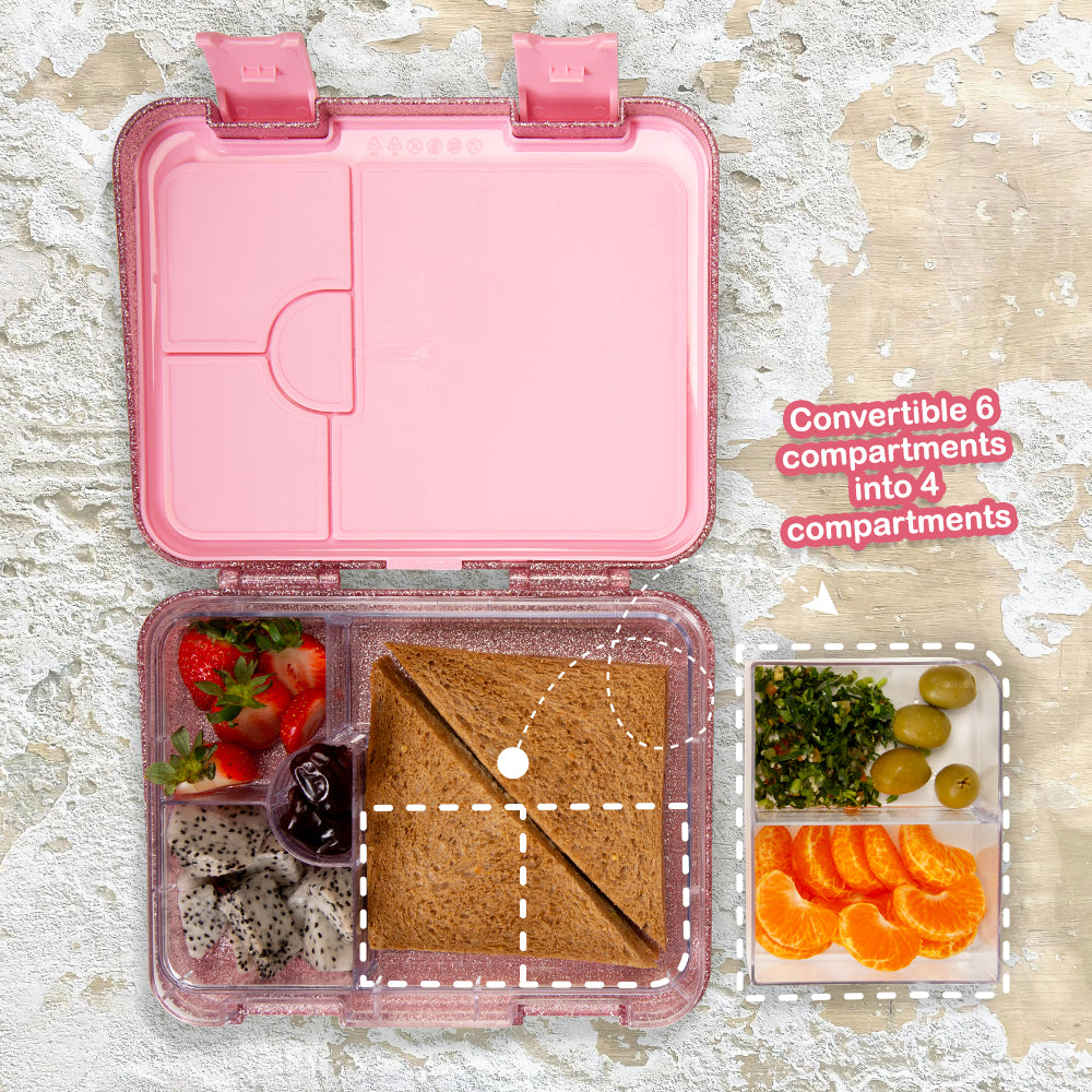 Hydrobrew Sparkle Bento Lunch Box w/ SipSwitch Insulated Water Bottle 720ml | Tritan Leakproof Meal Box – Blush