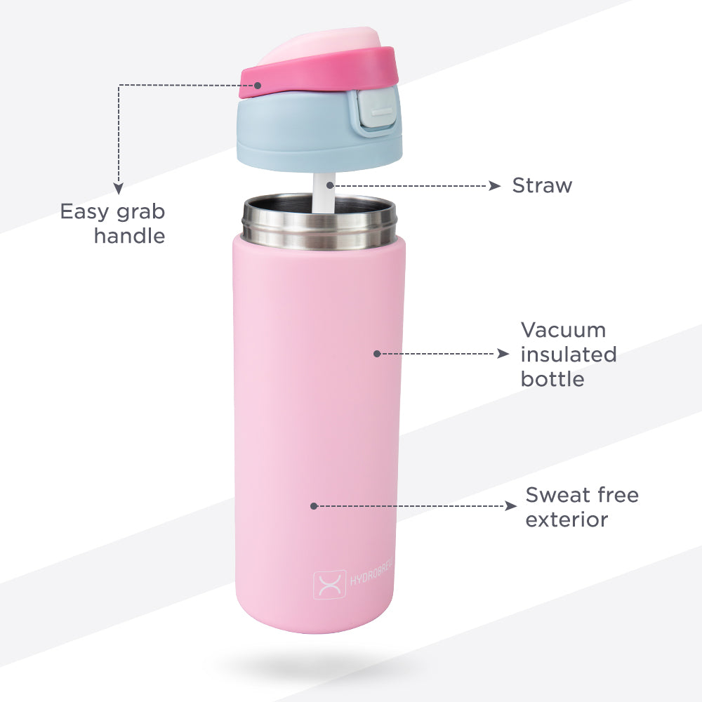 Hydrobrew Sparkle Bento Lunch Box w/ SipSwitch Insulated Water Bottle 720ml | Tritan Leakproof Meal Box – Blush