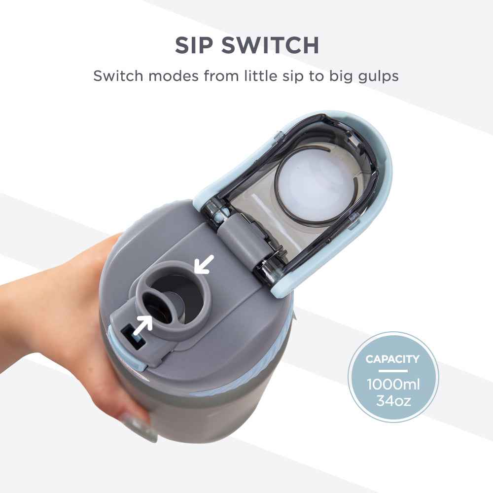 Hydrobrew Smart Serve Bento Lunch Box 1100ml w/ Sip Switch Tritan Water Bottle 1000ml | 5 Compartment Meal Box – Sky Mist
