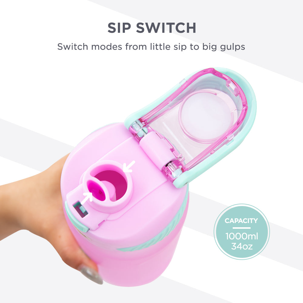 Hydrobrew Smart Serve Bento Lunch Box 1100ml w/ Sip Switch Tritan Water Bottle 1000ml | 5 Compartment Meal Box – Lilac Blush