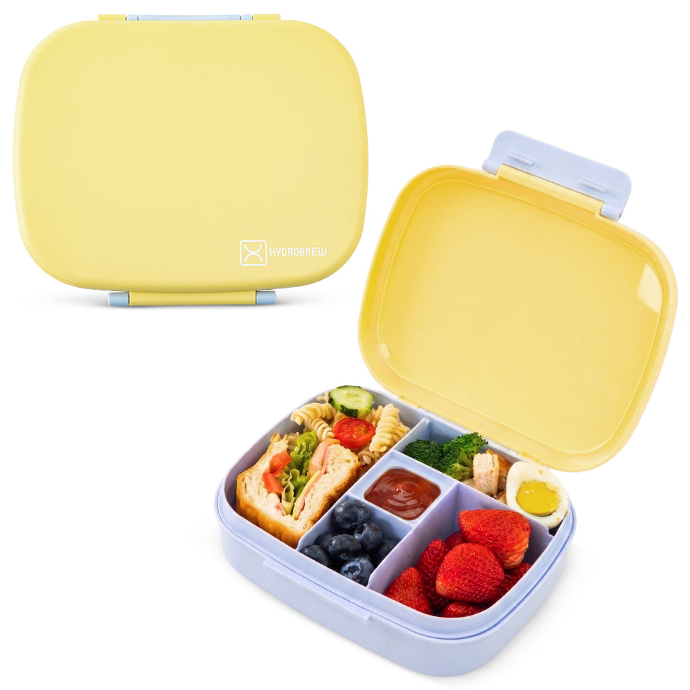 Hydrobrew Smart Serve Bento Lunch Box 1100ml w/ Sip Switch Tritan Water Bottle 1000ml | 5 Compartment Meal Box – Sunny Sky