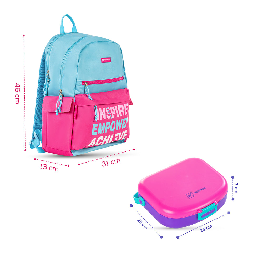 HYDROBREW 18inch Backpack w/ Bento Lunch Box - Pink