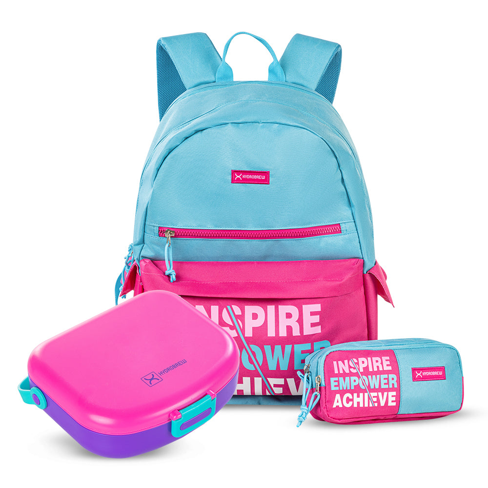 HYDROBREW 18inch Backpack w/ Bento Lunch Box - Pink