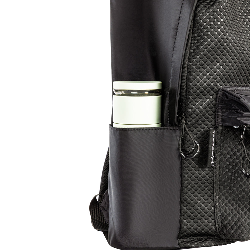 Hydrobrew 17" Backpack w/ Sip Switch Tritan Water Bottle 1000ml | Laptop Backpack w/ Bottle – Black