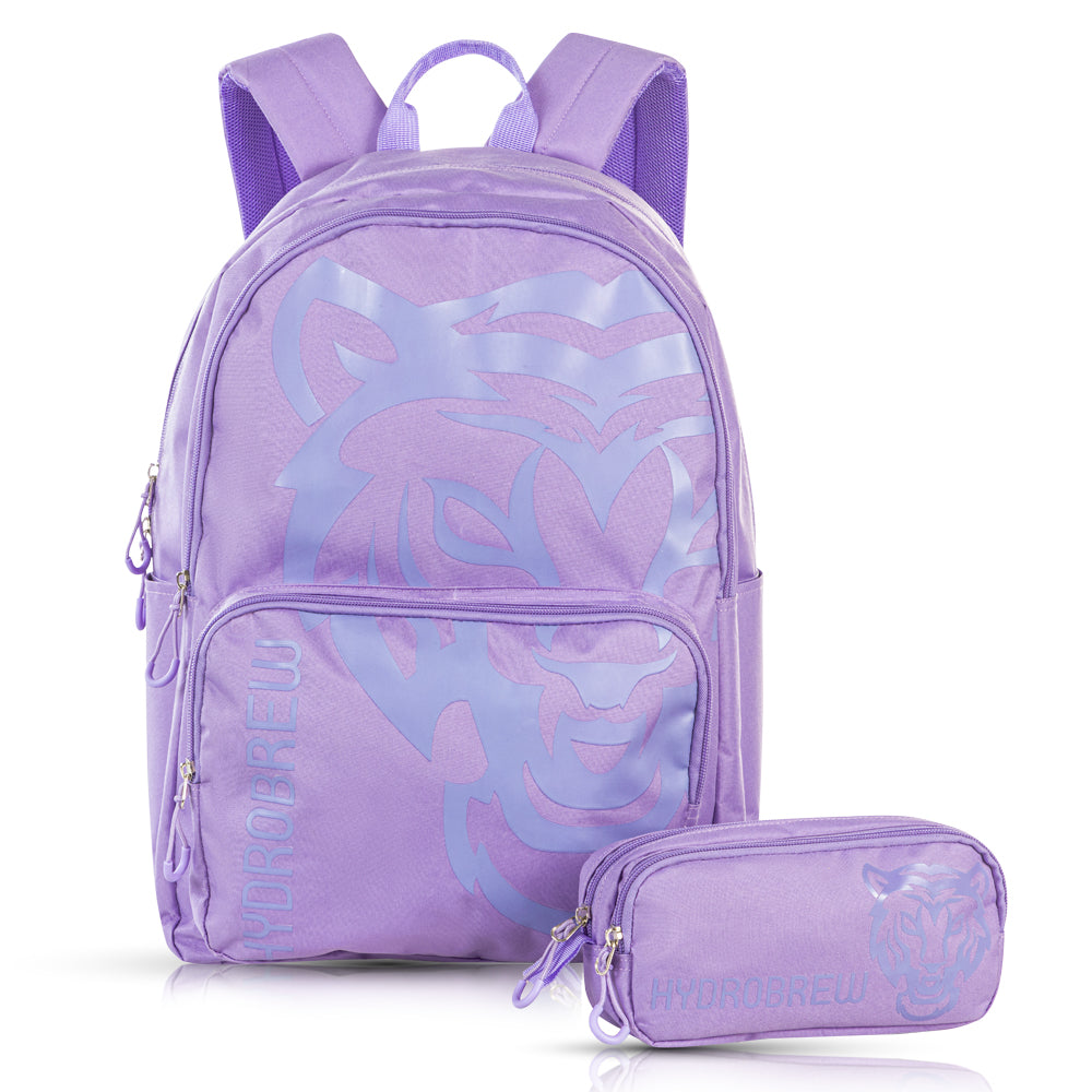 Hydrobrew 18" Backpack w/ Sip Switch Tritan Water Bottle 1000ml | Laptop Backpack w/ Bottle β Purple