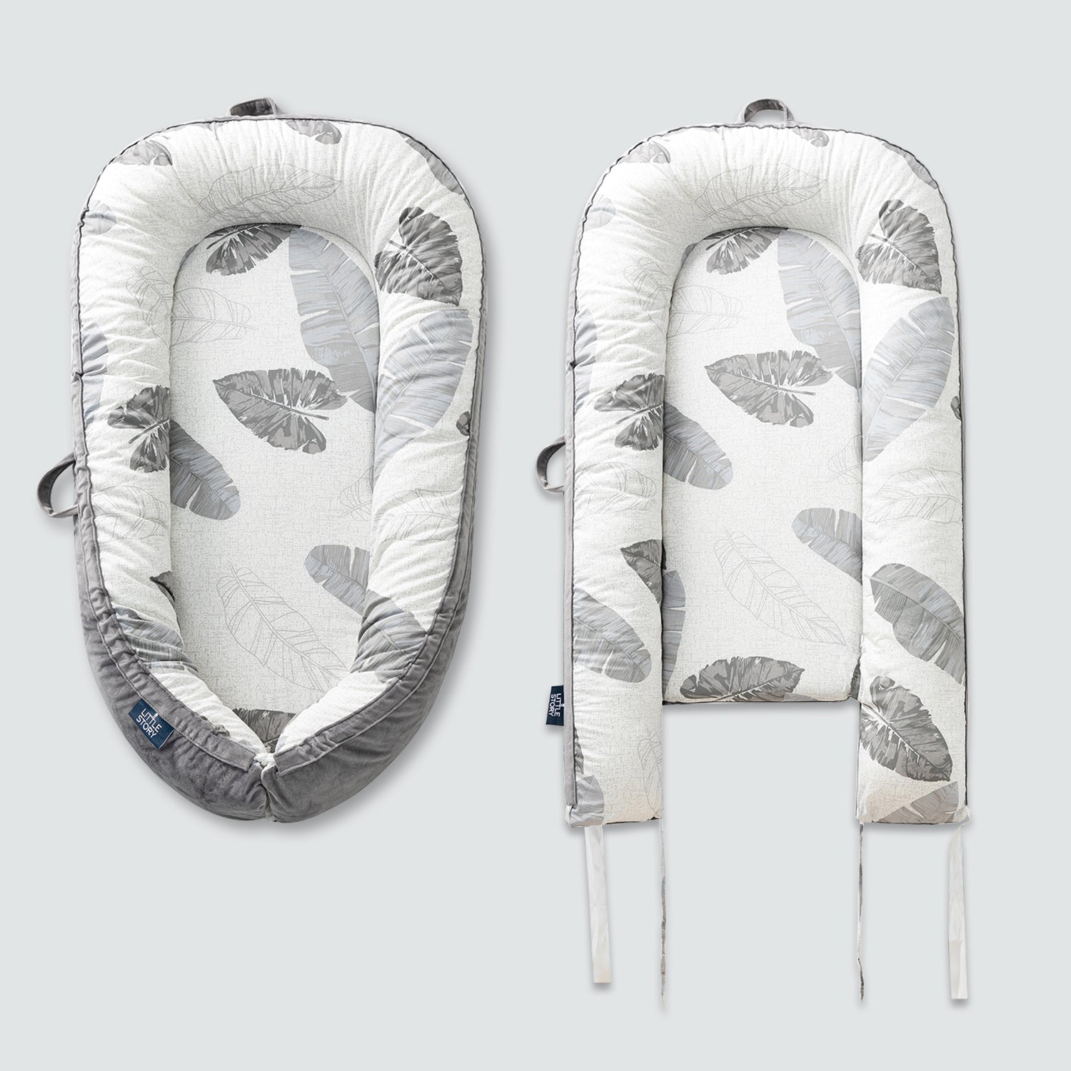 LITTLE STORY fiberfill Lounger Bed w/Feeding Pillow - Leaves