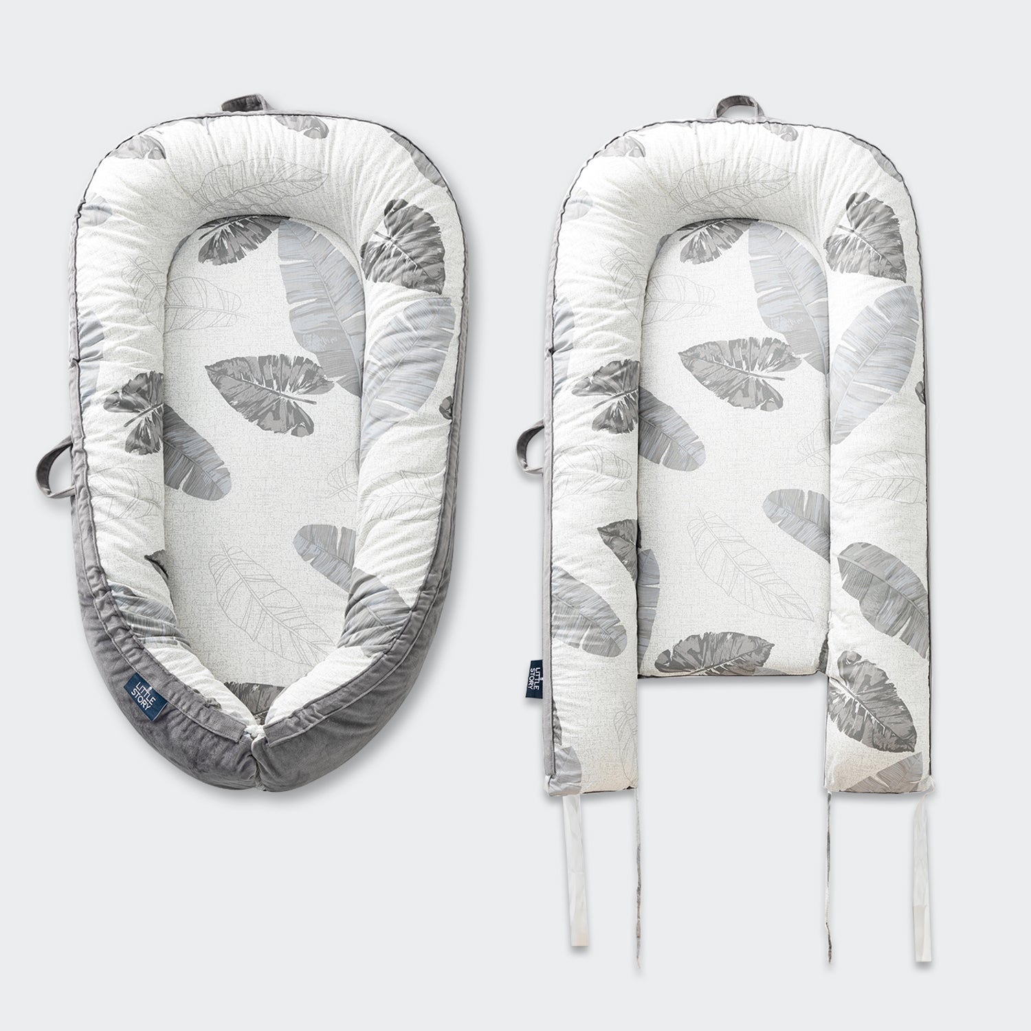 LITTLE STORY fiberfill Lounger Bed w/Feeding Pillow - Leaves