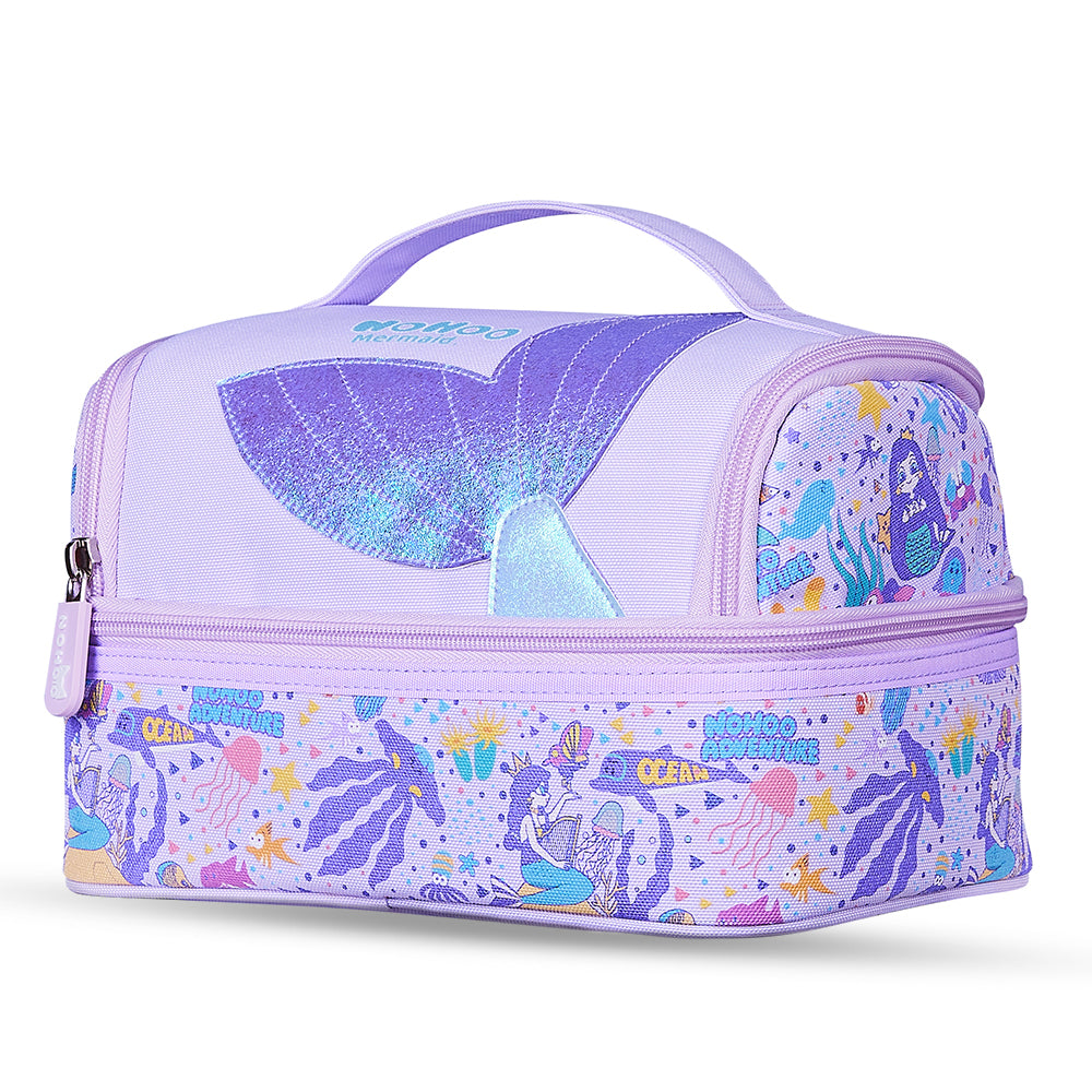 NOHOO Kids 16 Inch School Bag with Lunch Bag Combo Mermaid - Purple