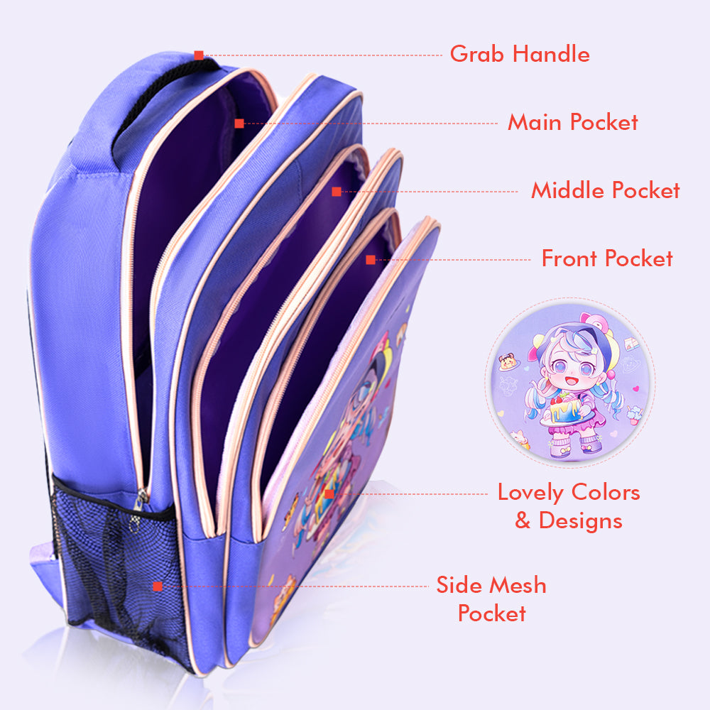 مجموعة حقائب مدرسية بعجلات نوفا كيدز، 5 قطع - 16 بوصة - أرجواني