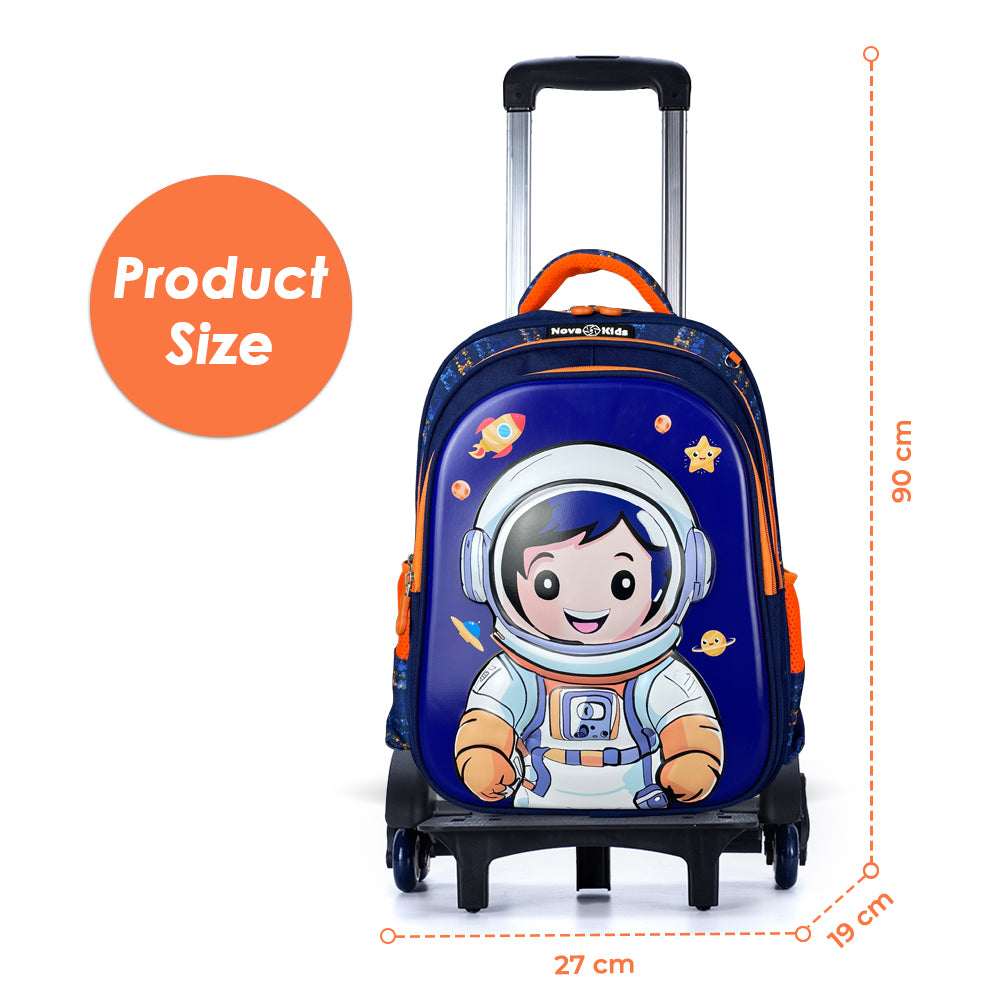 NOVA KIDS 3D School Bag w/Trolley - Astronaut Blue, 16.5 inch