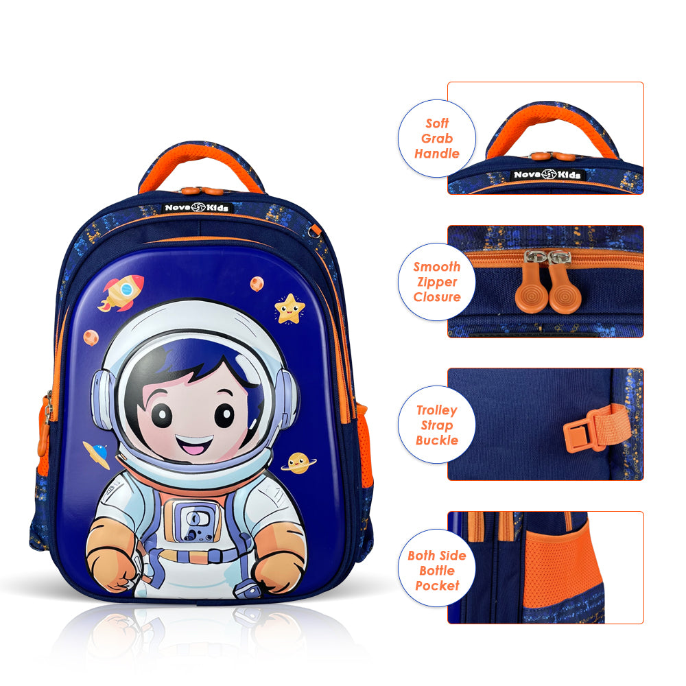 NOVA KIDS 3D School Bag w/Trolley - Astronaut Blue, 16.5 inch