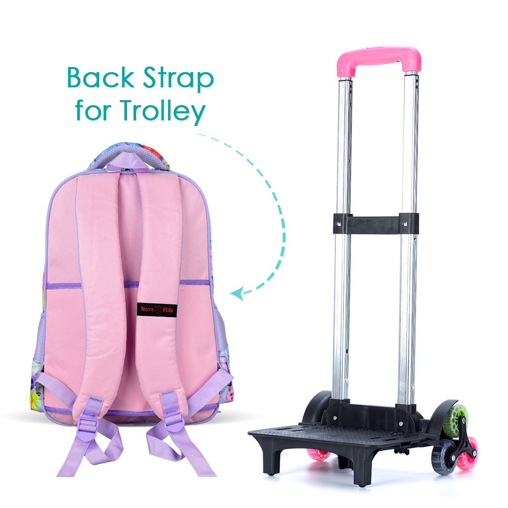 NOVA KIDS School Bag w/Trolley - Butterfly Purple, 17.5 inch