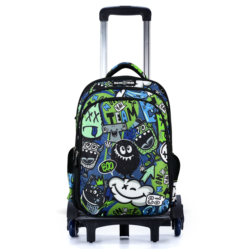 NOVA KIDS School Bag w/Trolley - GenZ Black, 17.5 inch