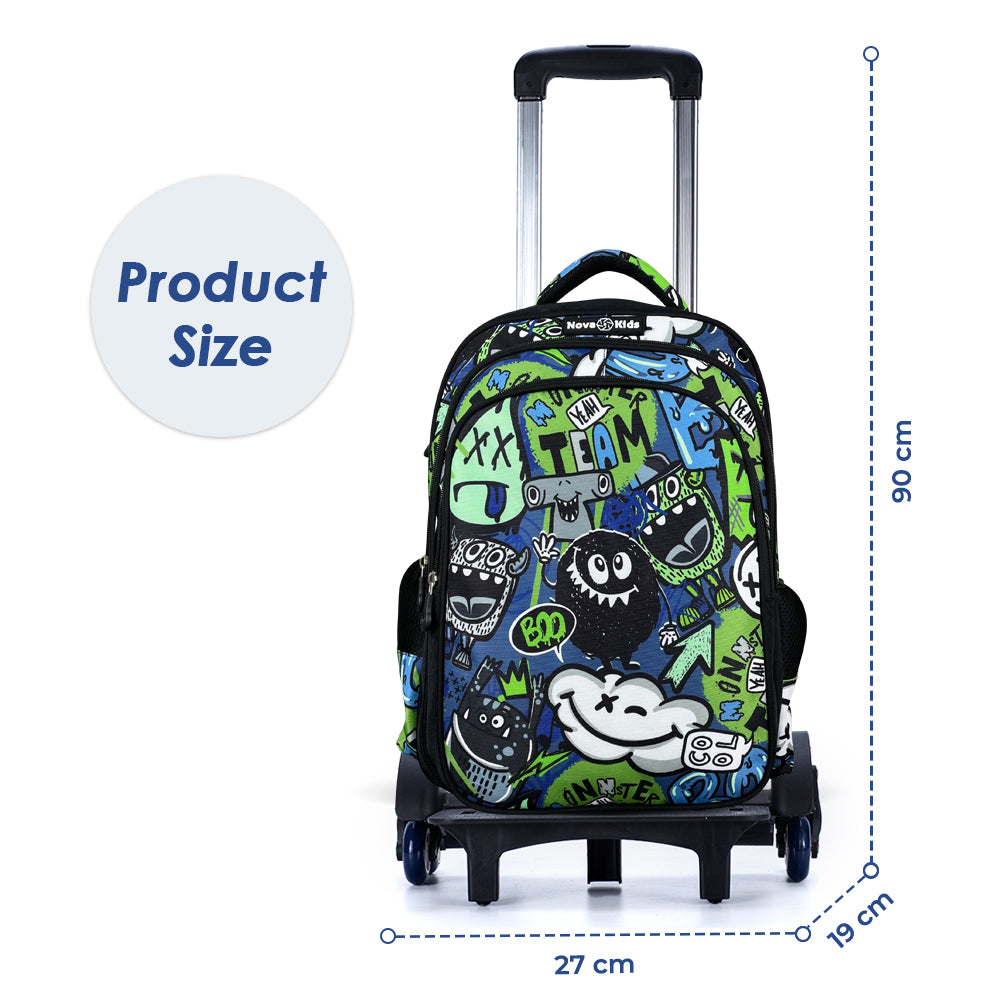 NOVA KIDS School Bag w/Trolley - GenZ Black, 17.5 inch