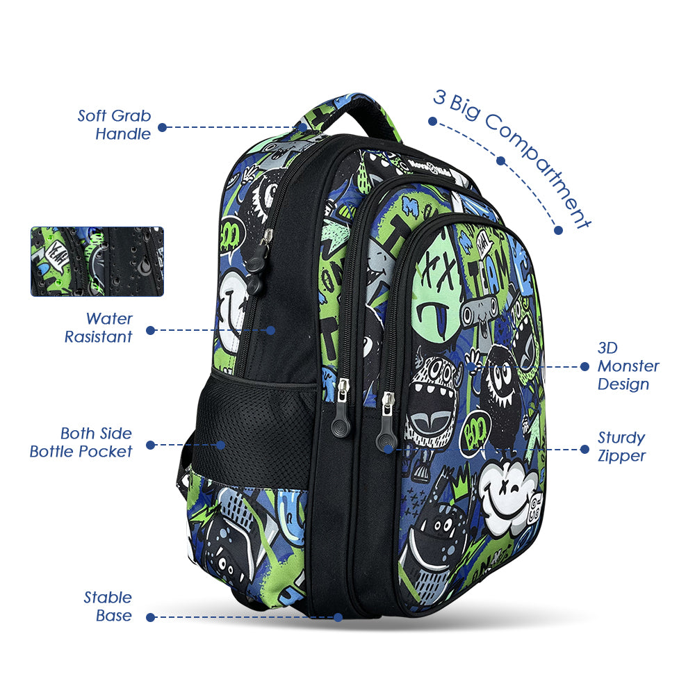 NOVA KIDS School Bag w/Trolley - GenZ Black, 17.5 inch