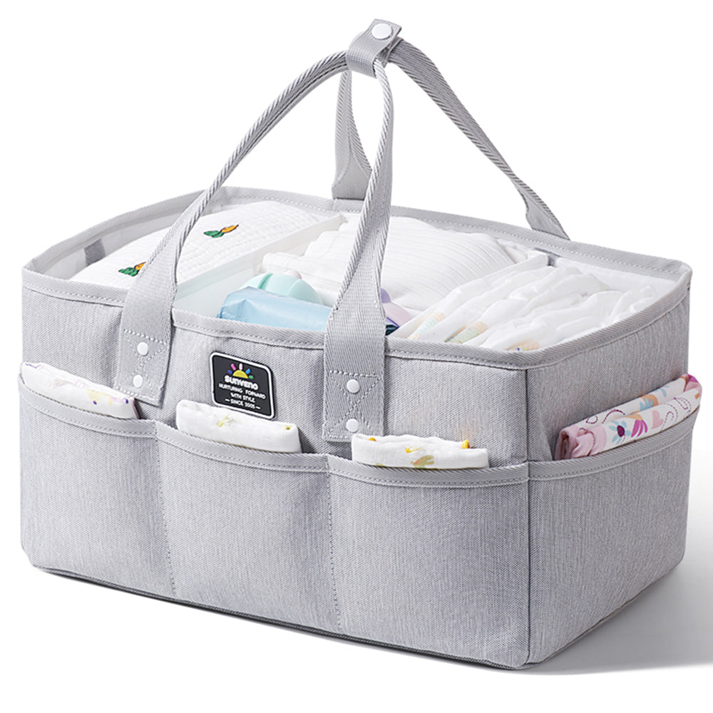 SUNVENO Diaper Bag w/USB + Diaper Caddy - Grey