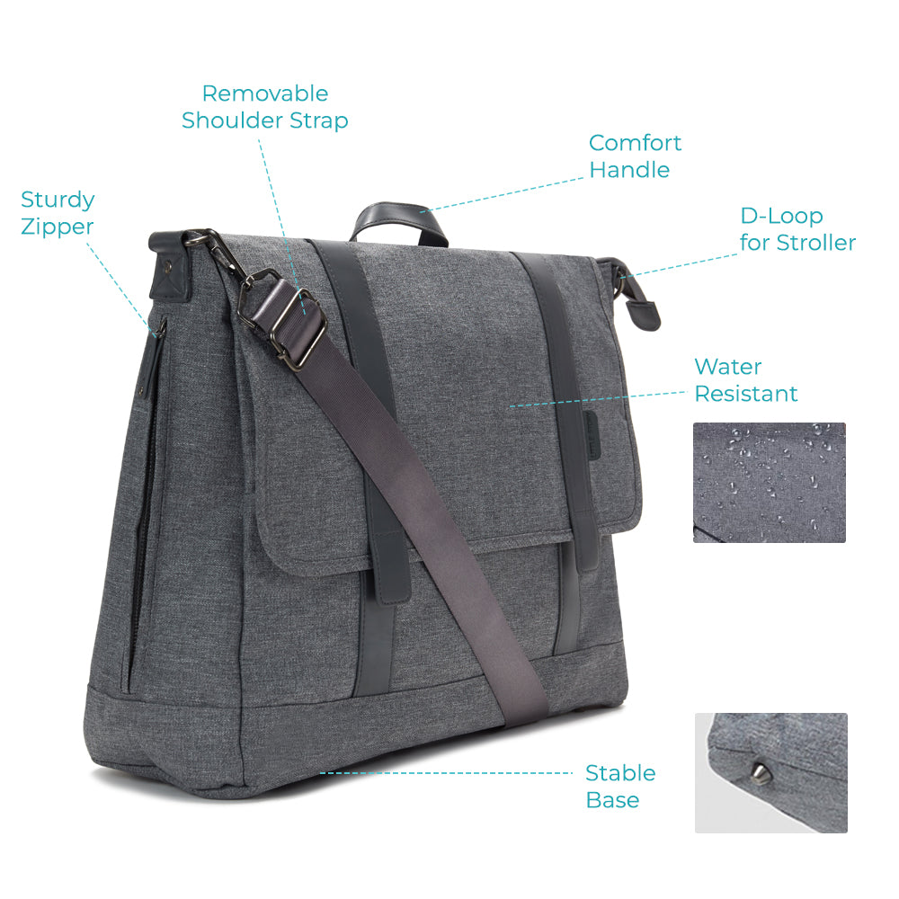 TEKNUM Evolve 2 Car Seat 0-12yrs with Grey Dad's Diaper Hand Bag - Dark Grey