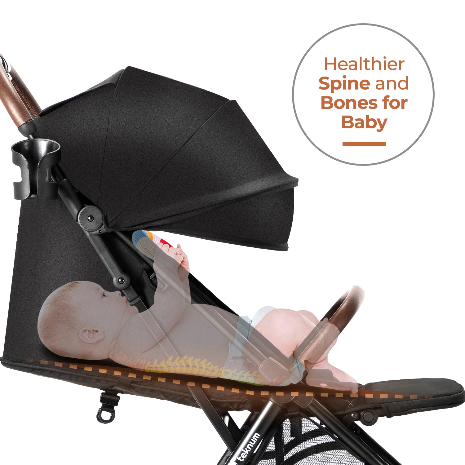 TEKNUM Travel EXPLORER 2 Auto Fold Stroller with Grey Dad's Diaper Hand Bag - Black