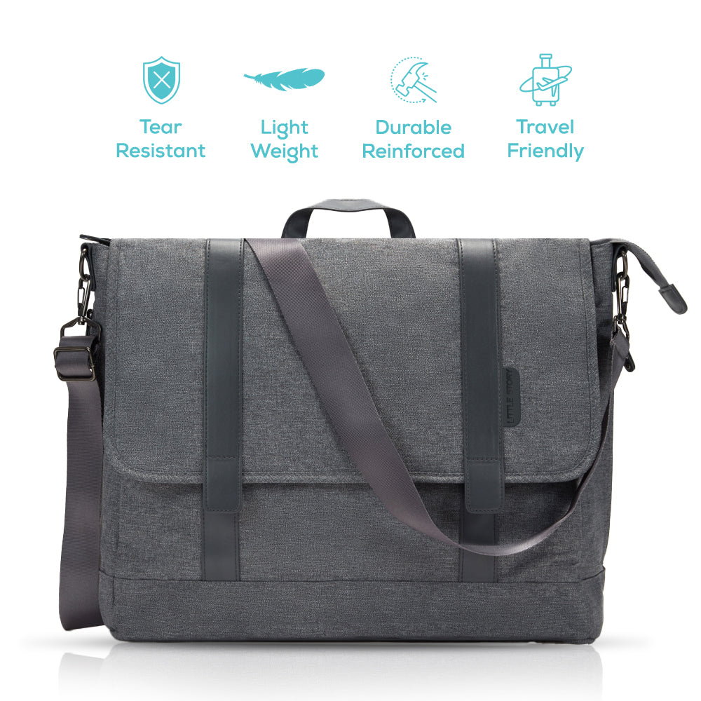 TEKNUM Travel EXPLORER 2 Auto Fold Stroller with Grey Dad's Diaper Hand Bag - Black