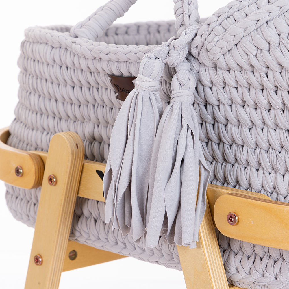 TEKNUM Moses Rope Basket with Stand - Grey