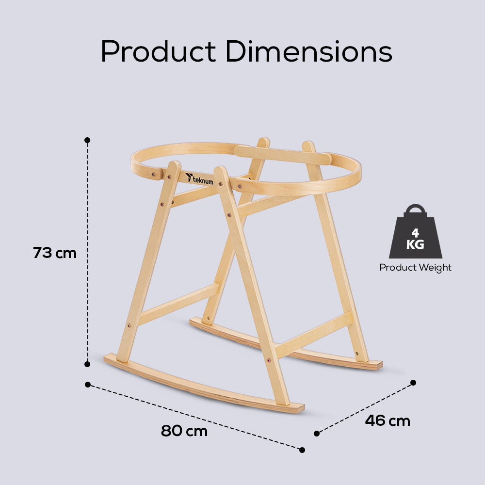 TEKNUM Moses Rope Basket with Stand - Natural Wood