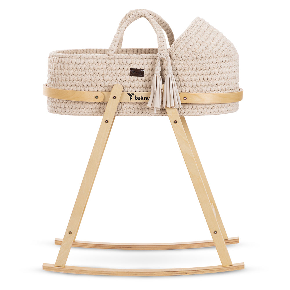 TEKNUM Moses Rope Basket with Stand - Natural Wood