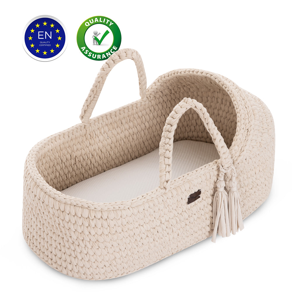 TEKNUM Moses Rope Basket with Stand - Natural Wood