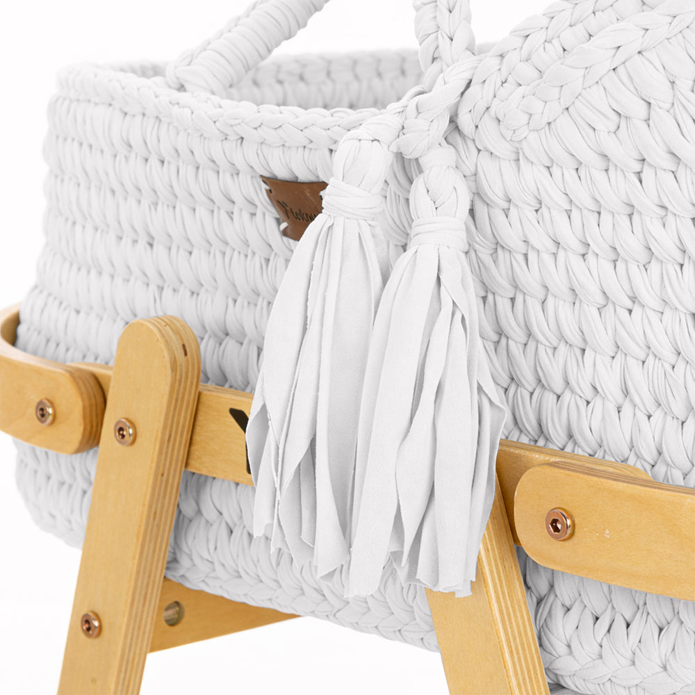 TEKNUM Moses Rope Basket with Stand - White