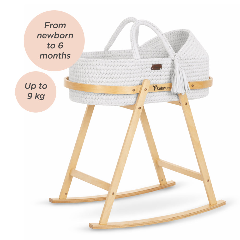 TEKNUM Moses Rope Basket with Stand - White