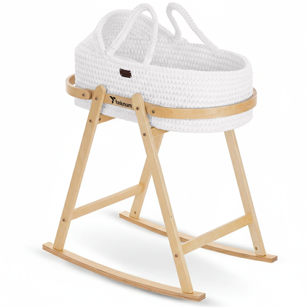 TEKNUM Moses Rope Basket with Stand - White