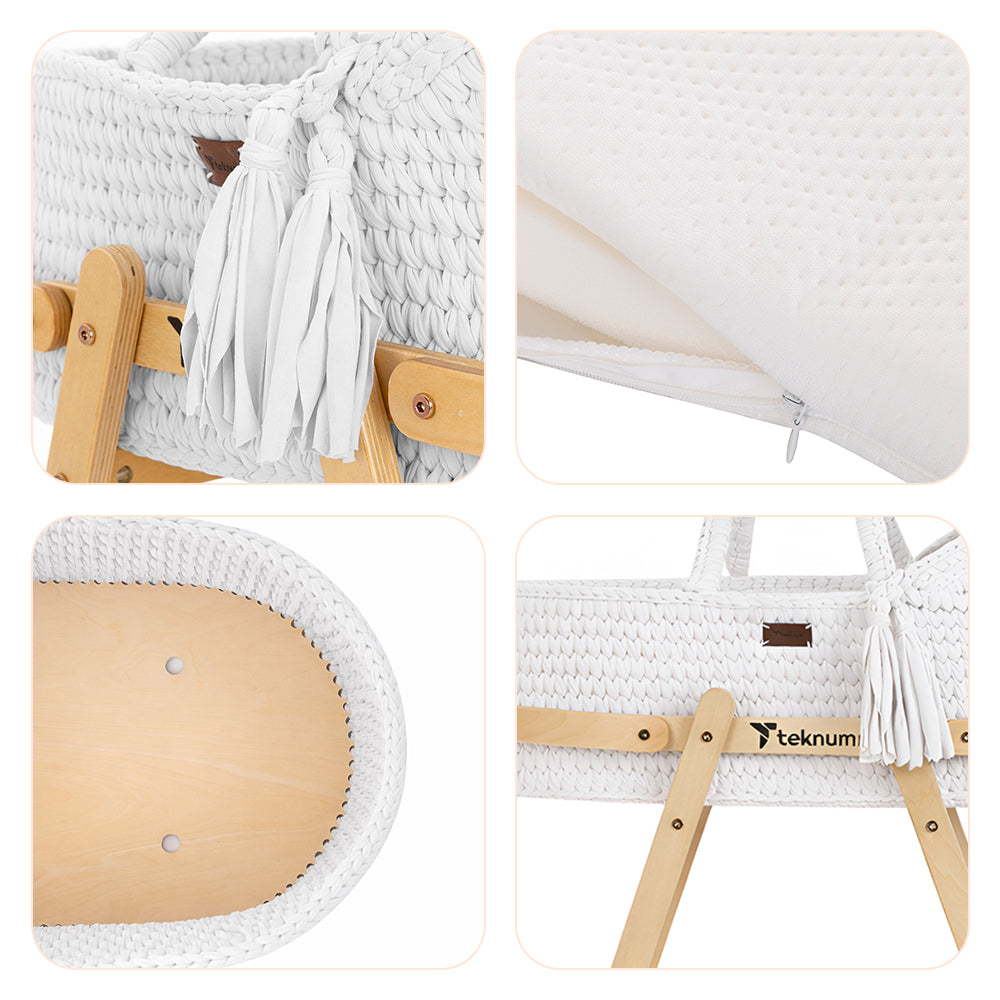 TEKNUM Moses Rope Basket with Stand - White