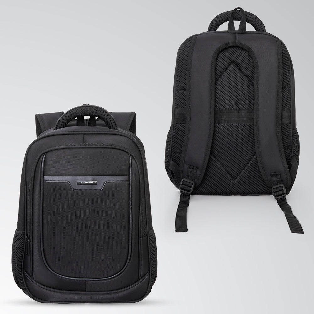 Eazy Kids 16” School Backpack with Laptop Sleeve & 640ml Insulated Stainless Steel Spray Water Bottle Set – Black