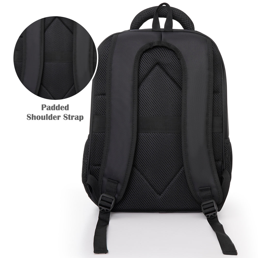 Eazy Kids 16” School Backpack with Laptop Sleeve & 640ml Insulated Stainless Steel Spray Water Bottle Set – Black