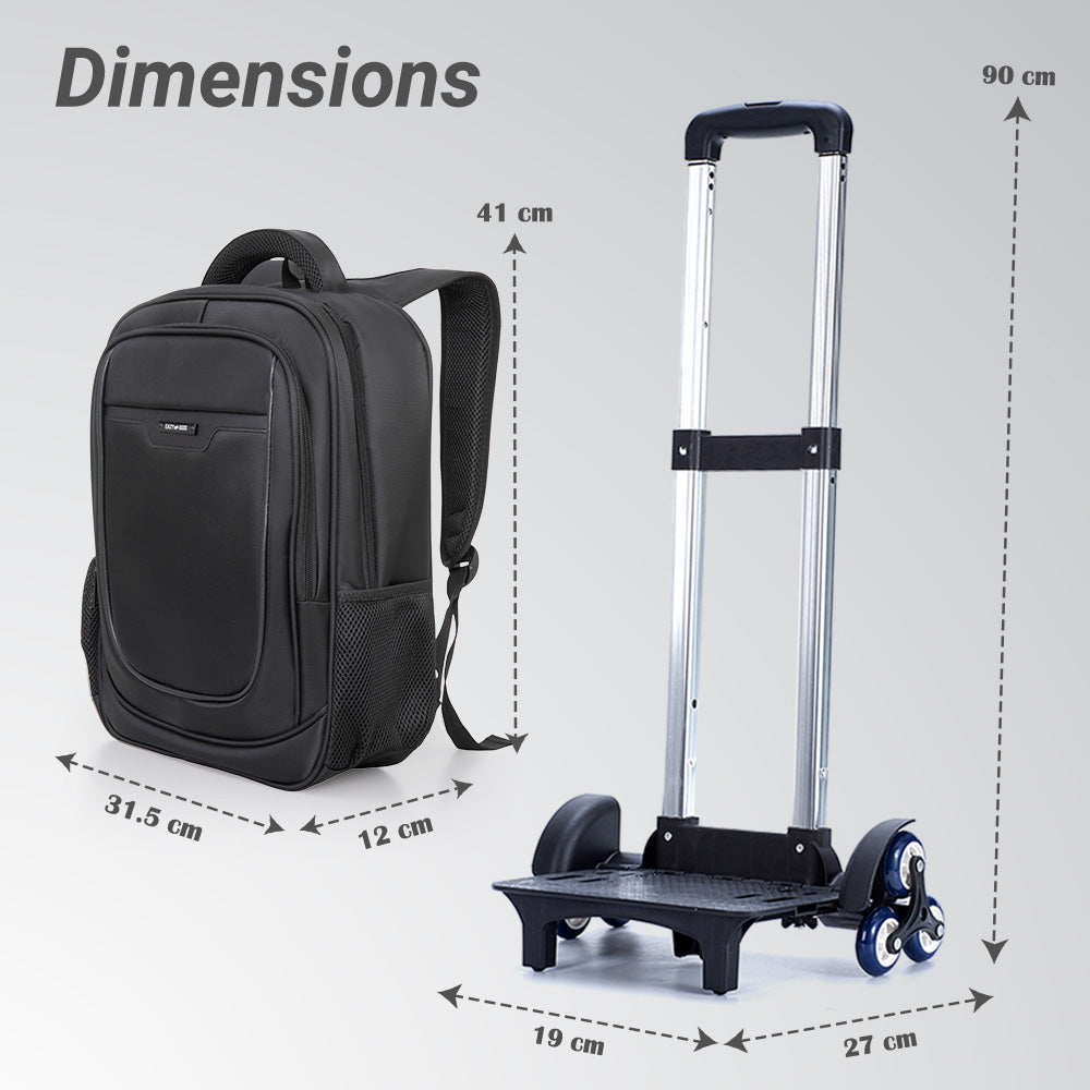 Eazy Kids 16” Backpack w/ Universal School Bag Trolley – Black