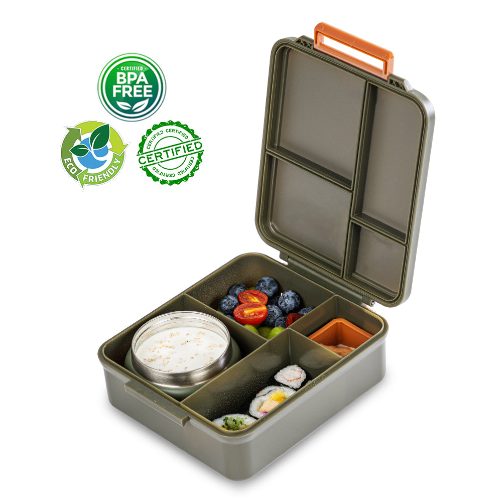 Eazy Kids Insulated Lunch Bag w/ Jumbo Bento Lunch Box – Green