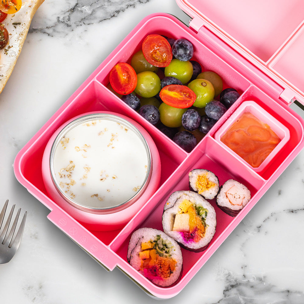 Eazy Kids Insulated Lunch Bag w/ Jumbo Bento Lunch Box – Pink