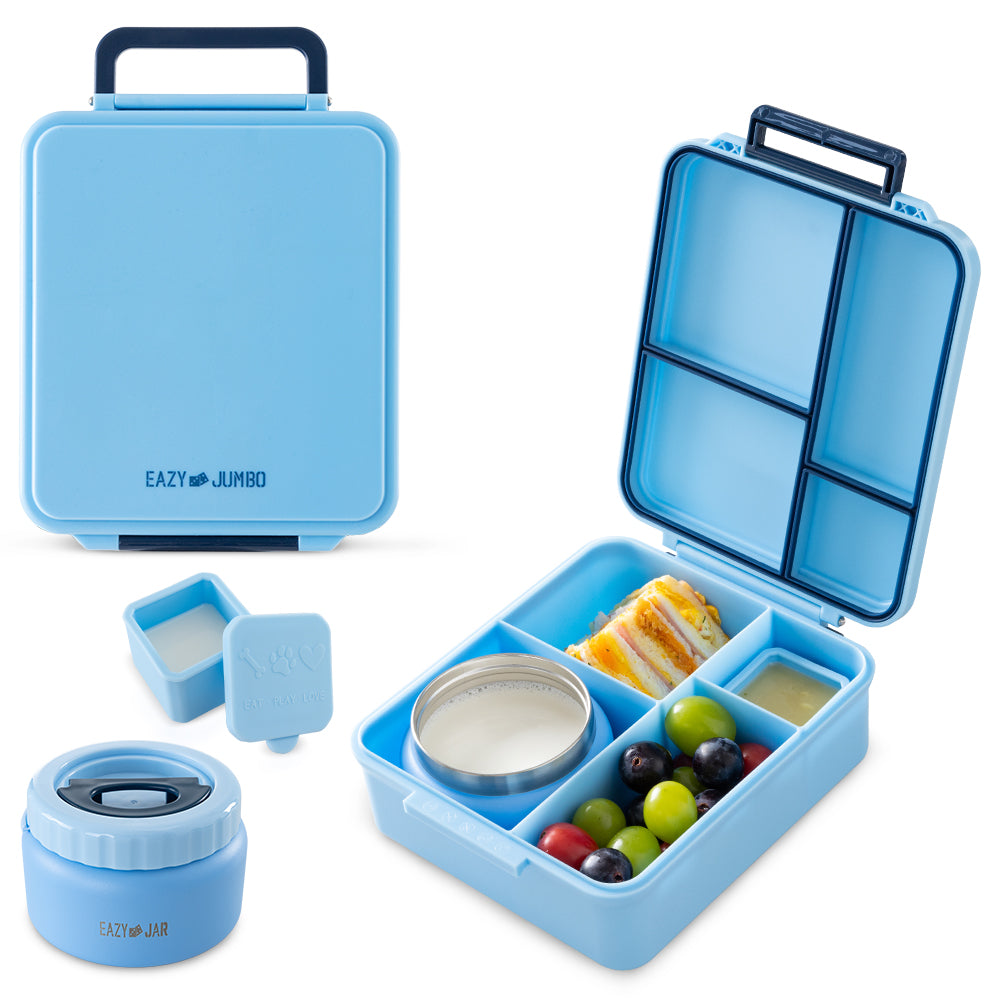 Eazy Kids Insulated Lunch Bag w/ Jumbo Bento Lunch Box – Blue