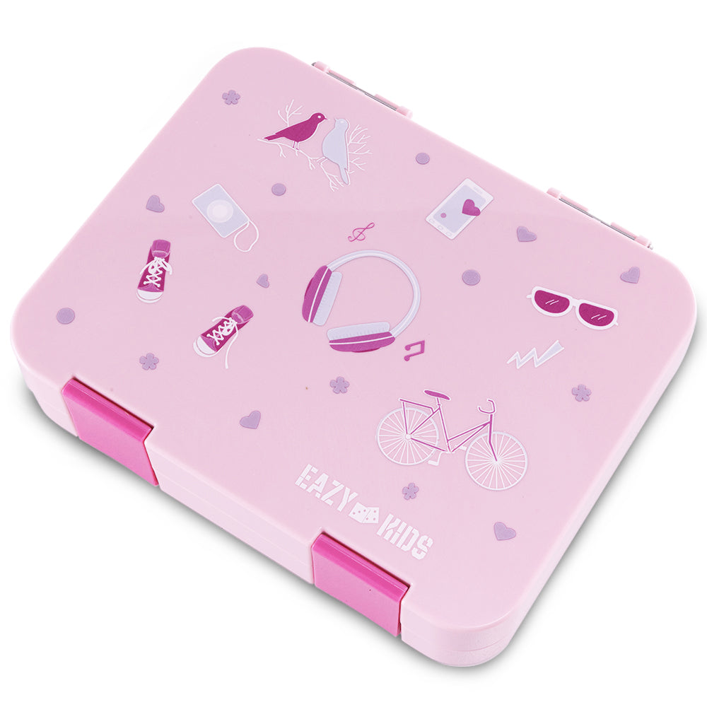 Eazy Kids Convertible Bento Lunch Box w/ Insulated Lunch Bag-Pink