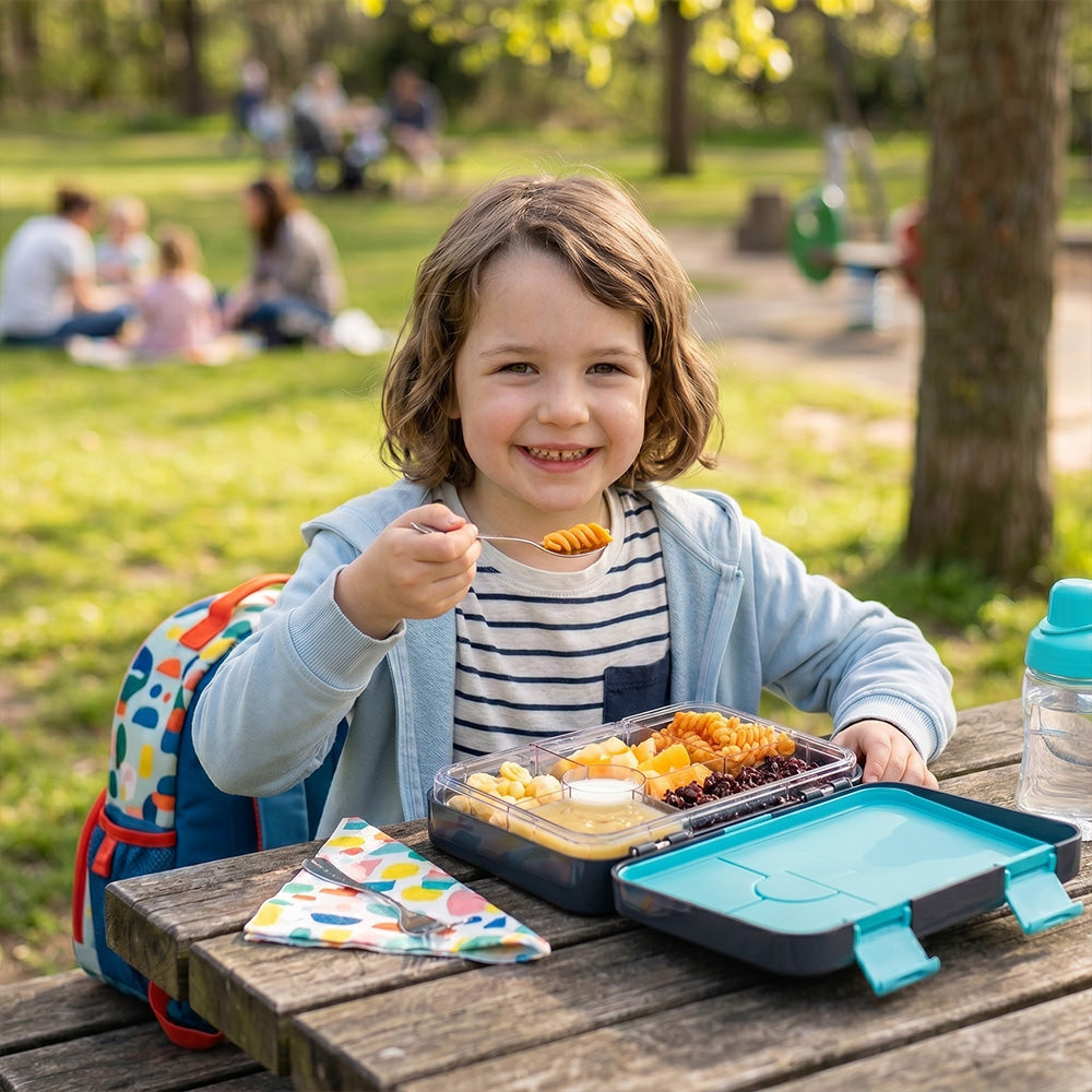 Eazy Kids Convertible Bento Lunch Box w/ Insulated Lunch Bag – Game ON Grey