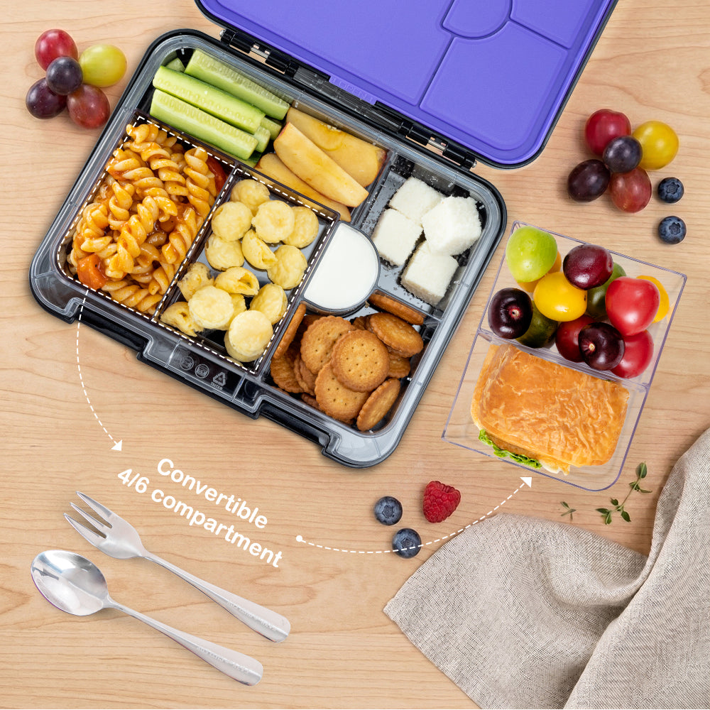 Eazy Kids Convertible Bento Lunch Box w/ Insulated Lunch Bag – Teddy Black