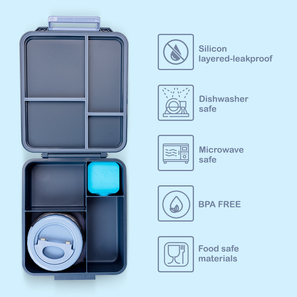 Eazy Kids Jumbo Bento Lunch Box w/ Tritan Water Bottle 850ml – Grey