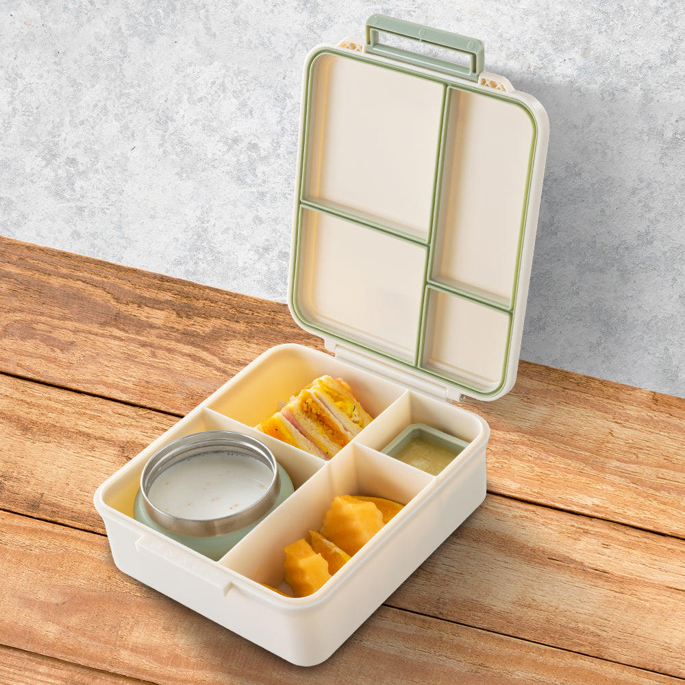 Eazy Kids Jumbo Bento Lunch Box w/ Tritan Water Bottle 850ml – Ivory