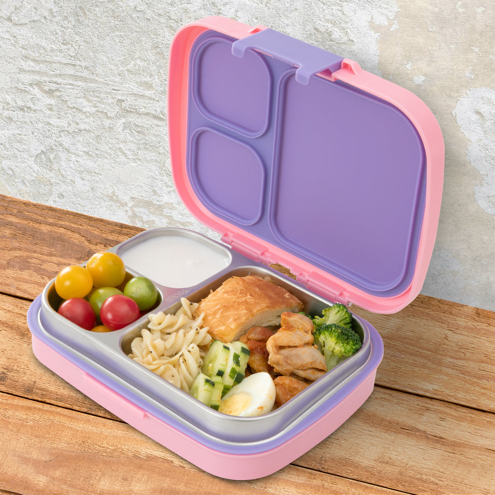 Eazy Kids Premium Stainless Steel Lunch Box 710ml w/ Stainless Steel Water Bottle 445ml β Pink