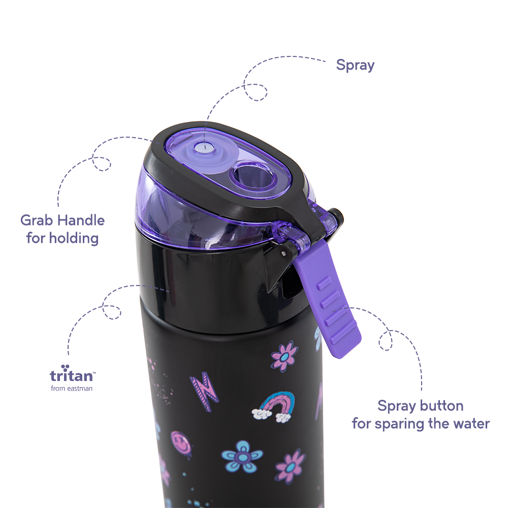Eazy Kids Convertible Bento Lunch Box w/ Insulated Stainless Steel Water Bottle 640ml – Teddy Black