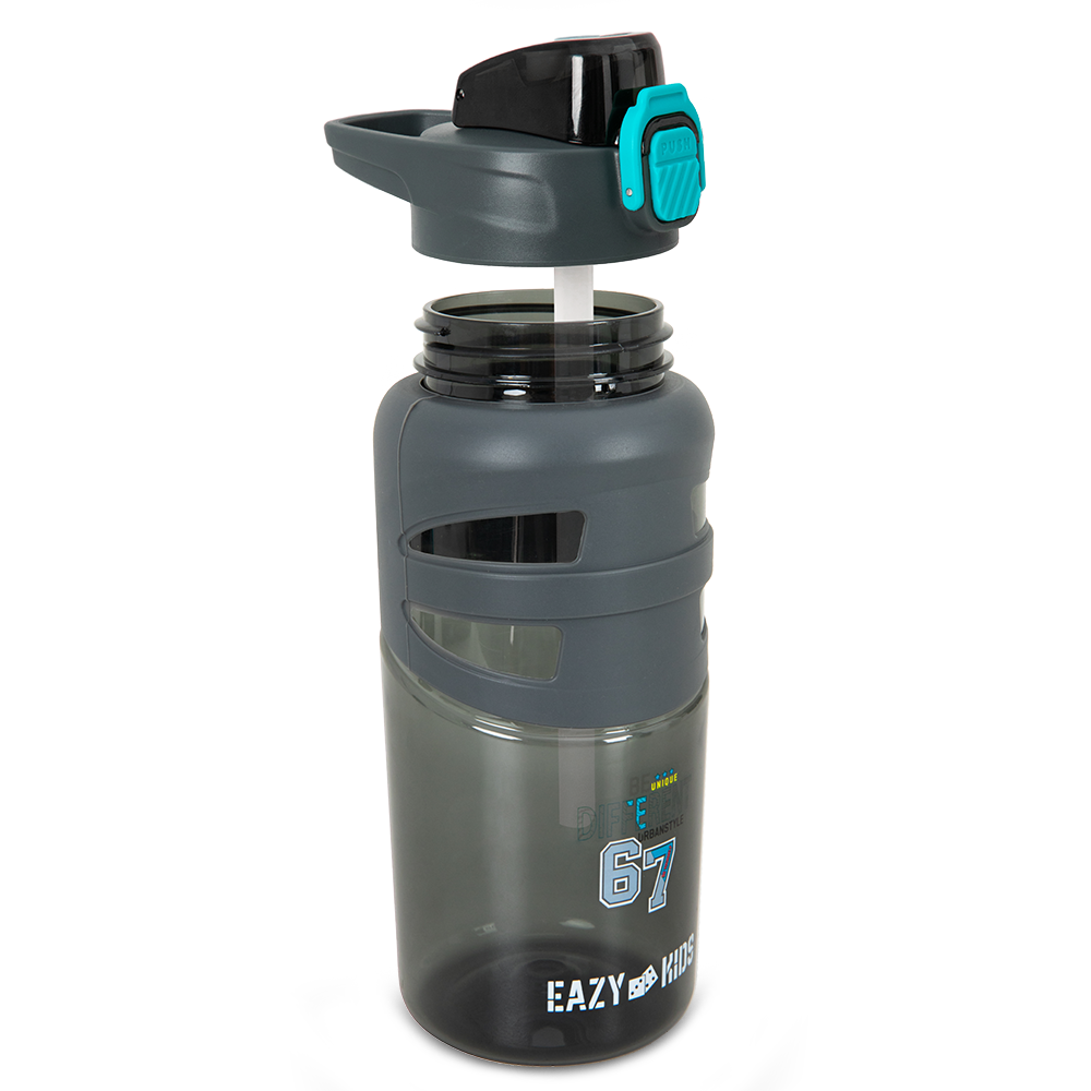 Eazy Kids 4 Compartment Bento Lunch Box w/ Flip Top Water Bottle 750ml – Urban Grey