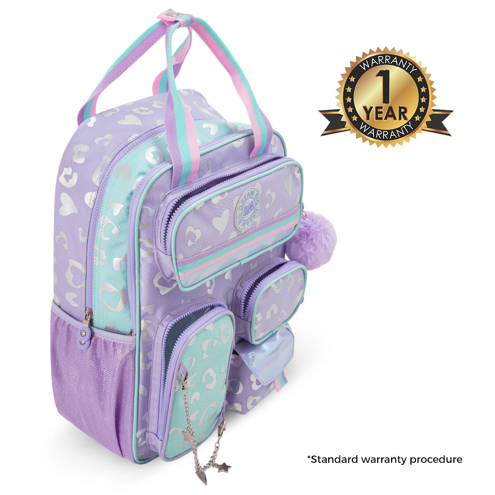 Eazy Kids 17” School Backpack Set w/ Stainless Steel Water Bottle & Convertible Bento Lunch Box – Purple