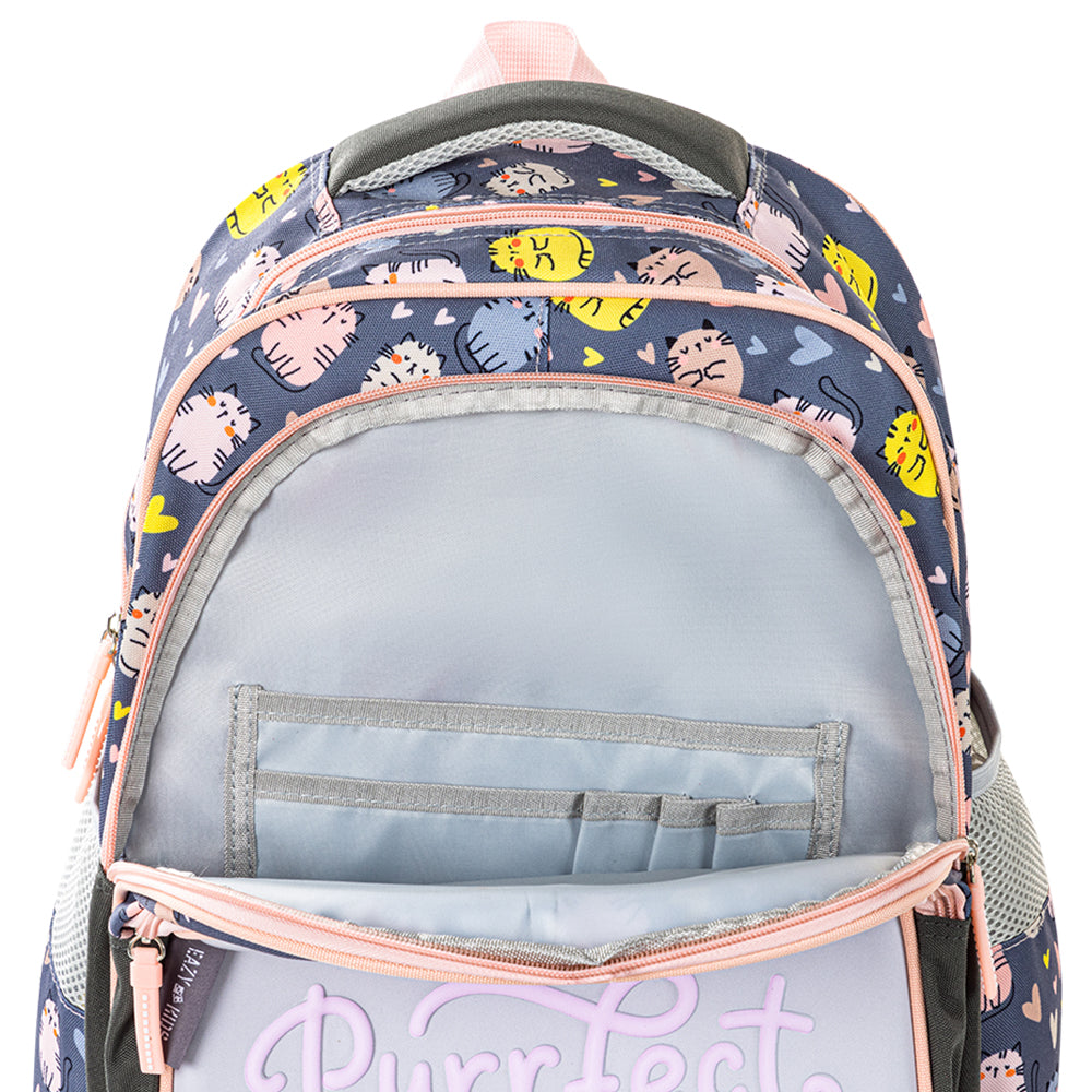 Eazy Kids Purfect School Bag Set w/ Stainless Steel Water Bottle – Grey
