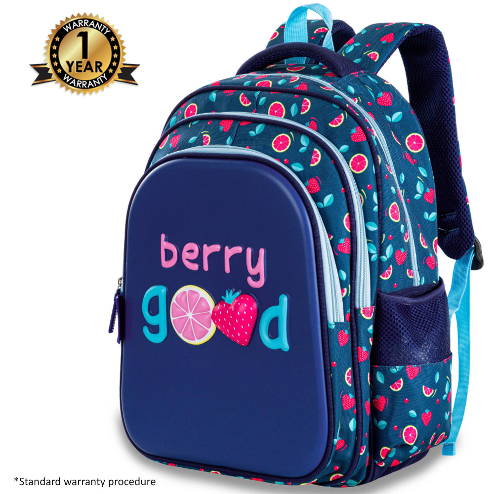 Eazy Kids Berry Good School Bag Set w/ Stainless Steel Bento Lunch Box – Blue